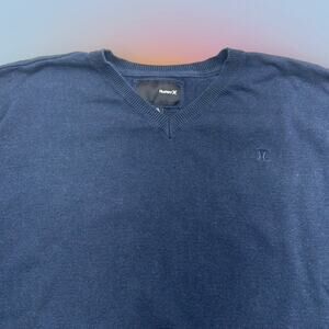 HURLEY Men’s LARGE (XL) Navy Blue V Neck Seeater